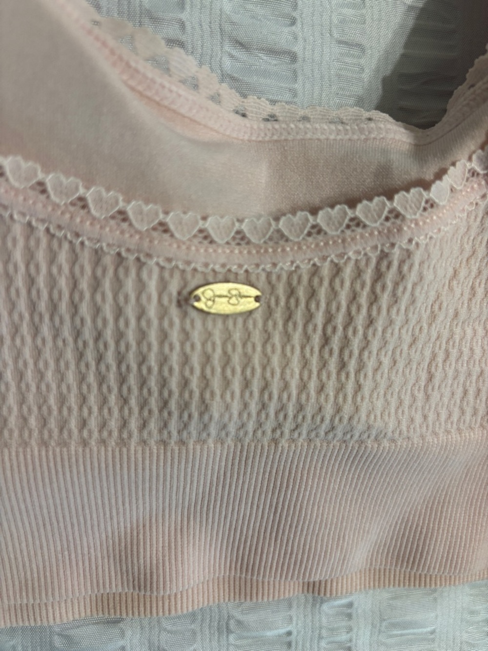 Jessica Simpson Sz S Ribbed PaddedBralettes in Blush and Black w heart lacing - Picture 5 of 10